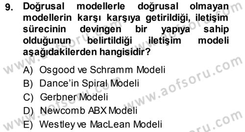 Medya ve İletişim Dersi 2014 - 2015 Yılı Tek Ders Sınav Soruları 9. Soru
