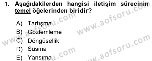 Medya ve İletişim Dersi Ara Sınavı Deneme Sınav Soruları 1. Soru