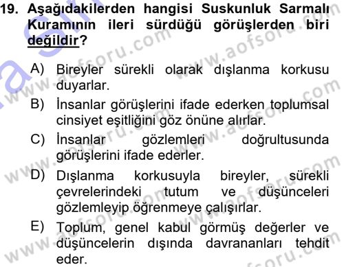 Medya ve İletişim Dersi 2015 - 2016 Yılı (Vize) Ara Sınav Soruları 19. Soru