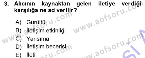 Medya ve İletişim Dersi Ara Sınavı Deneme Sınav Soruları 3. Soru