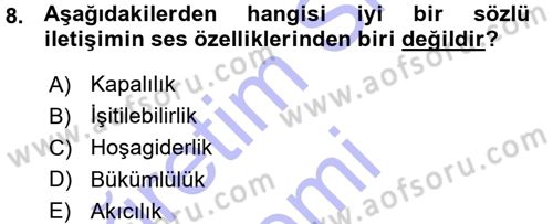 Medya ve İletişim Dersi Ara Sınavı Deneme Sınav Soruları 8. Soru