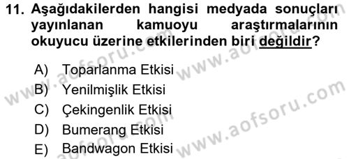 Medya ve İletişim Dersi 2015 - 2016 Yılı (Final) Dönem Sonu Sınav Soruları 11. Soru