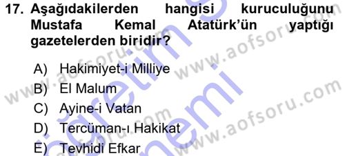 Medya ve İletişim Dersi 2015 - 2016 Yılı (Final) Dönem Sonu Sınav Soruları 17. Soru