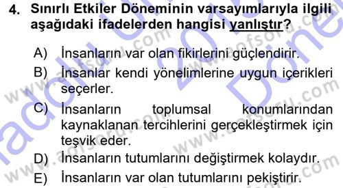 Medya ve İletişim Dersi 2015 - 2016 Yılı (Final) Dönem Sonu Sınav Soruları 4. Soru