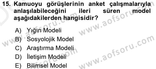 Medya ve İletişim Dersi 2015 - 2016 Yılı Tek Ders Sınav Soruları 15. Soru