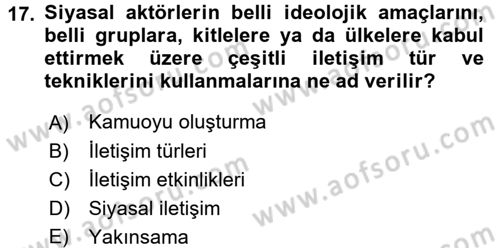 Medya ve İletişim Dersi 2015 - 2016 Yılı Tek Ders Sınav Soruları 17. Soru