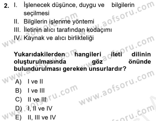 Medya ve İletişim Dersi 2015 - 2016 Yılı Tek Ders Sınav Soruları 2. Soru
