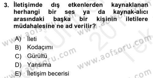 Medya ve İletişim Dersi 2015 - 2016 Yılı Tek Ders Sınav Soruları 3. Soru