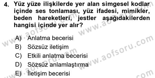 Medya ve İletişim Dersi 2015 - 2016 Yılı Tek Ders Sınav Soruları 4. Soru