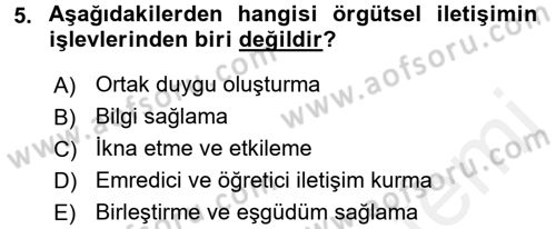 Medya ve İletişim Dersi 2015 - 2016 Yılı Tek Ders Sınav Soruları 5. Soru