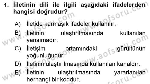 Medya ve İletişim Dersi 2016 - 2017 Yılı 3 Ders Sınav Soruları 1. Soru