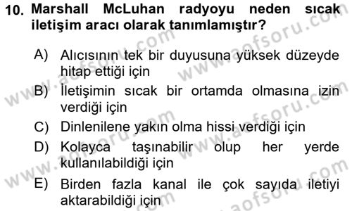 Medya ve İletişim Dersi 2016 - 2017 Yılı 3 Ders Sınav Soruları 10. Soru