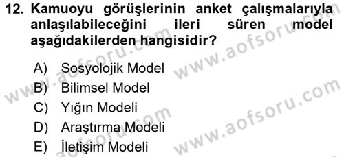 Medya ve İletişim Dersi 2016 - 2017 Yılı 3 Ders Sınav Soruları 12. Soru