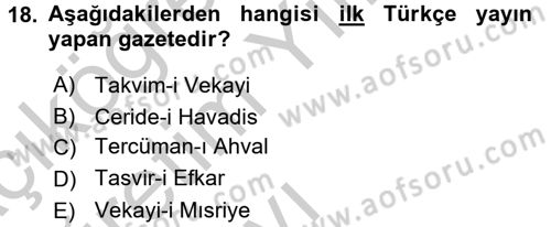 Medya ve İletişim Dersi 2016 - 2017 Yılı 3 Ders Sınav Soruları 18. Soru