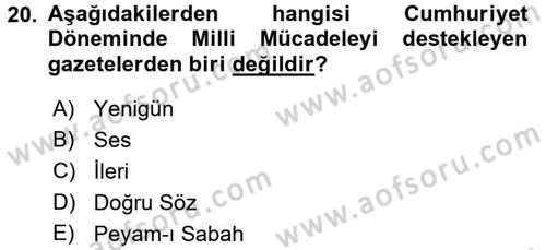 Medya ve İletişim Dersi 2016 - 2017 Yılı 3 Ders Sınav Soruları 20. Soru