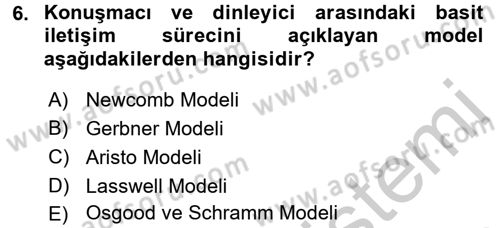 Medya ve İletişim Dersi 2016 - 2017 Yılı 3 Ders Sınav Soruları 6. Soru
