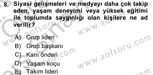 Medya ve İletişim Dersi 2016 - 2017 Yılı 3 Ders Sınav Soruları 8. Soru