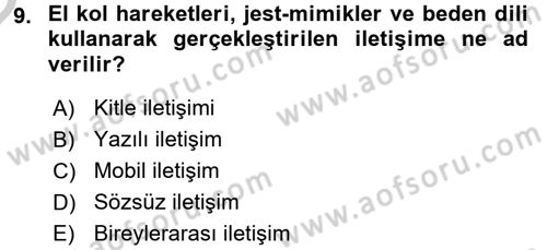 Medya ve İletişim Dersi 2016 - 2017 Yılı 3 Ders Sınav Soruları 9. Soru