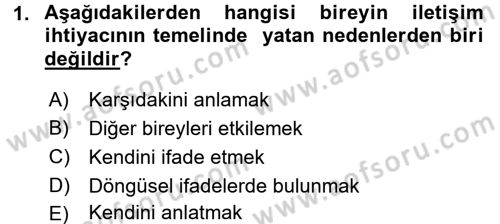 Medya ve İletişim Dersi Ara Sınavı Deneme Sınav Soruları 1. Soru
