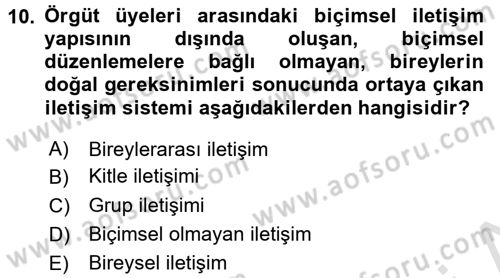 Medya ve İletişim Dersi Ara Sınavı Deneme Sınav Soruları 10. Soru