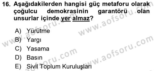 Medya ve İletişim Dersi Ara Sınavı Deneme Sınav Soruları 16. Soru
