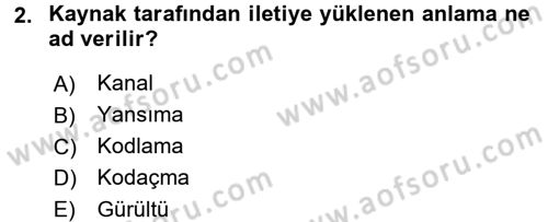 Medya ve İletişim Dersi 2016 - 2017 Yılı (Vize) Ara Sınav Soruları 2. Soru