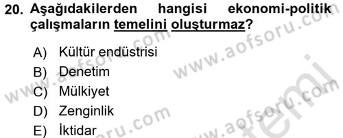 Medya ve İletişim Dersi Ara Sınavı Deneme Sınav Soruları 20. Soru