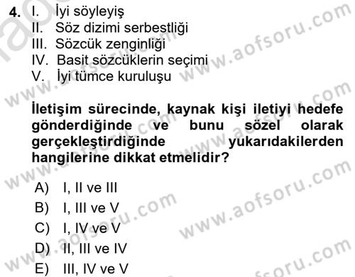 Medya ve İletişim Dersi Ara Sınavı Deneme Sınav Soruları 4. Soru