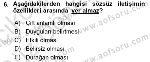 Medya ve İletişim Dersi Ara Sınavı Deneme Sınav Soruları 6. Soru