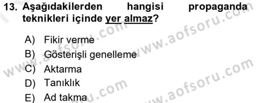 Medya ve İletişim Dersi 2016 - 2017 Yılı (Final) Dönem Sonu Sınav Soruları 13. Soru
