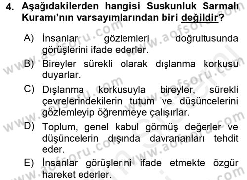 Medya ve İletişim Dersi 2016 - 2017 Yılı (Final) Dönem Sonu Sınav Soruları 4. Soru