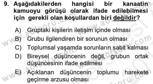 Medya ve İletişim Dersi 2016 - 2017 Yılı (Final) Dönem Sonu Sınav Soruları 9. Soru