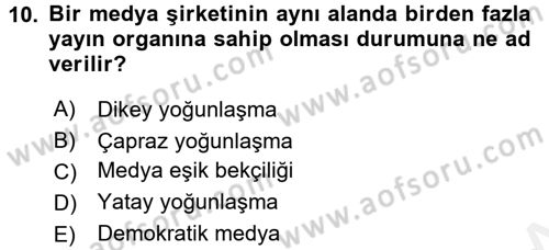 Medya ve İletişim Dersi 2017 - 2018 Yılı 3 Ders Sınav Soruları 10. Soru
