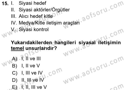 Medya ve İletişim Dersi 2017 - 2018 Yılı 3 Ders Sınav Soruları 15. Soru