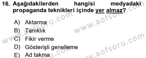 Medya ve İletişim Dersi 2017 - 2018 Yılı 3 Ders Sınav Soruları 16. Soru