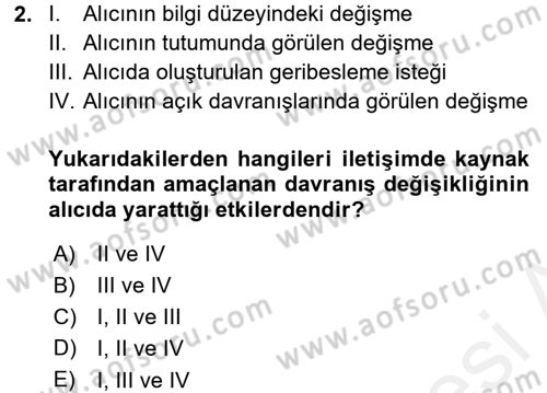 Medya ve İletişim Dersi 2017 - 2018 Yılı 3 Ders Sınav Soruları 2. Soru