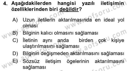 Medya ve İletişim Dersi 2017 - 2018 Yılı 3 Ders Sınav Soruları 4. Soru