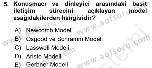 Medya ve İletişim Dersi 2017 - 2018 Yılı 3 Ders Sınav Soruları 5. Soru