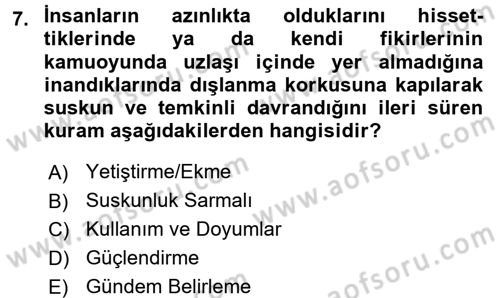 Medya ve İletişim Dersi 2017 - 2018 Yılı 3 Ders Sınav Soruları 7. Soru
