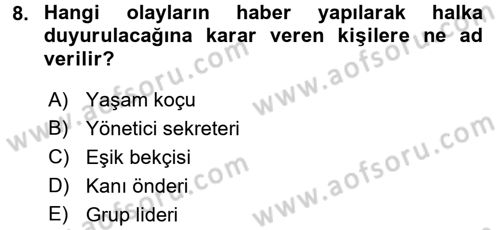 Medya ve İletişim Dersi 2017 - 2018 Yılı 3 Ders Sınav Soruları 8. Soru