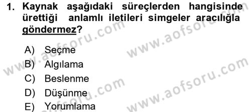 Medya ve İletişim Dersi Ara Sınavı Deneme Sınav Soruları 1. Soru