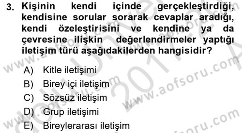 Medya ve İletişim Dersi Ara Sınavı Deneme Sınav Soruları 3. Soru