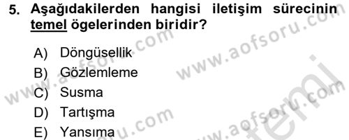 Medya ve İletişim Dersi Ara Sınavı Deneme Sınav Soruları 5. Soru