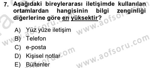 Medya ve İletişim Dersi Ara Sınavı Deneme Sınav Soruları 7. Soru