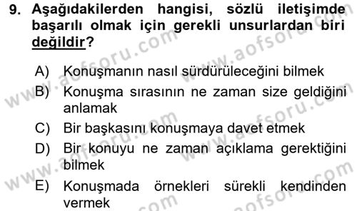 Medya ve İletişim Dersi Ara Sınavı Deneme Sınav Soruları 9. Soru