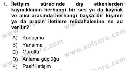 Medya ve İletişim Dersi 2017 - 2018 Yılı (Final) Dönem Sonu Sınav Soruları 1. Soru