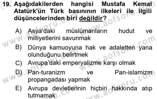 Medya ve İletişim Dersi 2017 - 2018 Yılı (Final) Dönem Sonu Sınav Soruları 19. Soru