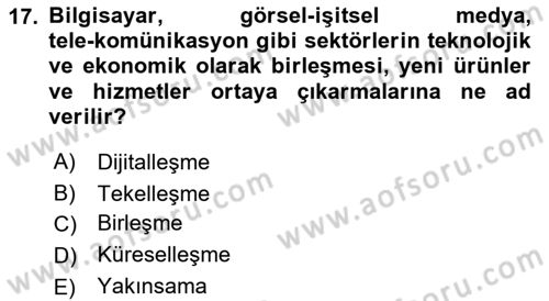 Medya ve İletişim Dersi 2018 - 2019 Yılı 3 Ders Sınav Soruları 17. Soru