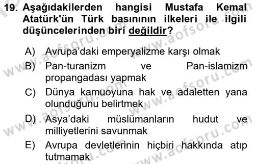 Medya ve İletişim Dersi 2018 - 2019 Yılı 3 Ders Sınav Soruları 19. Soru