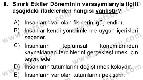 Medya ve İletişim Dersi 2018 - 2019 Yılı 3 Ders Sınav Soruları 8. Soru